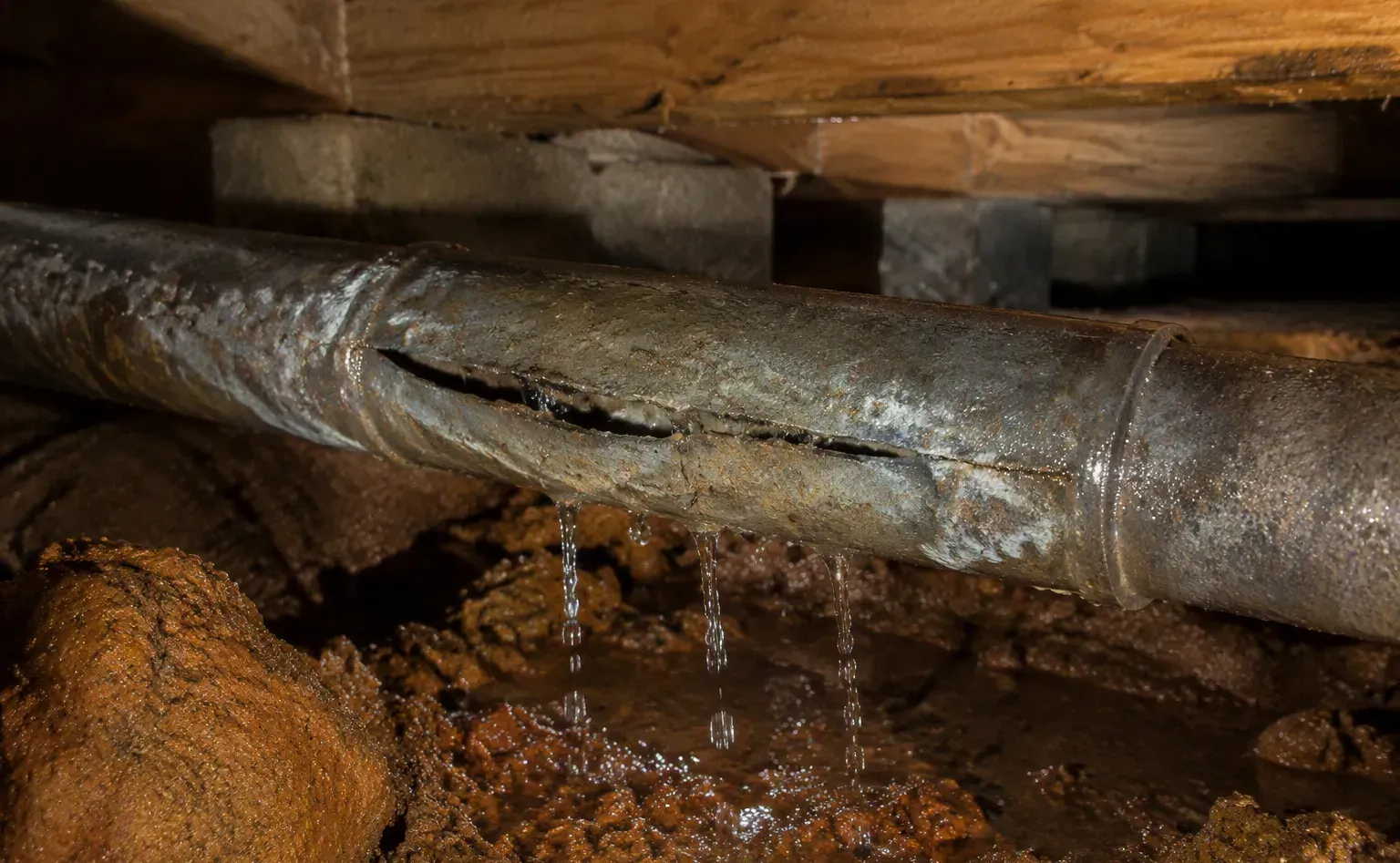 Burst pipe repair and water cleanup in a Albany bathroom