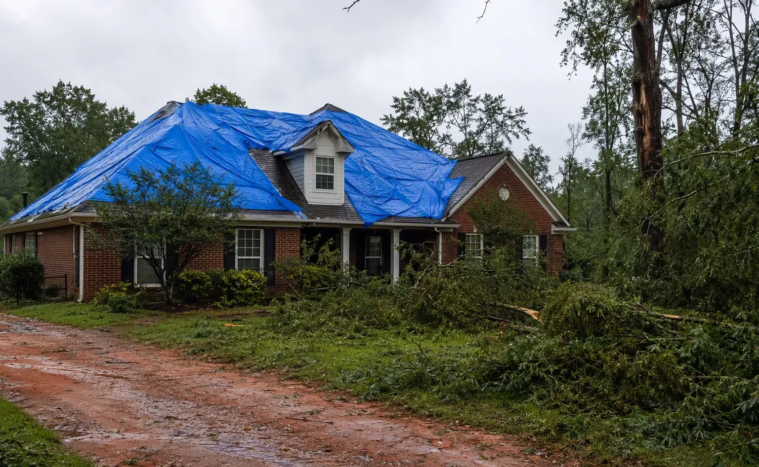 Storm damage repair in a Albany home after severe weather