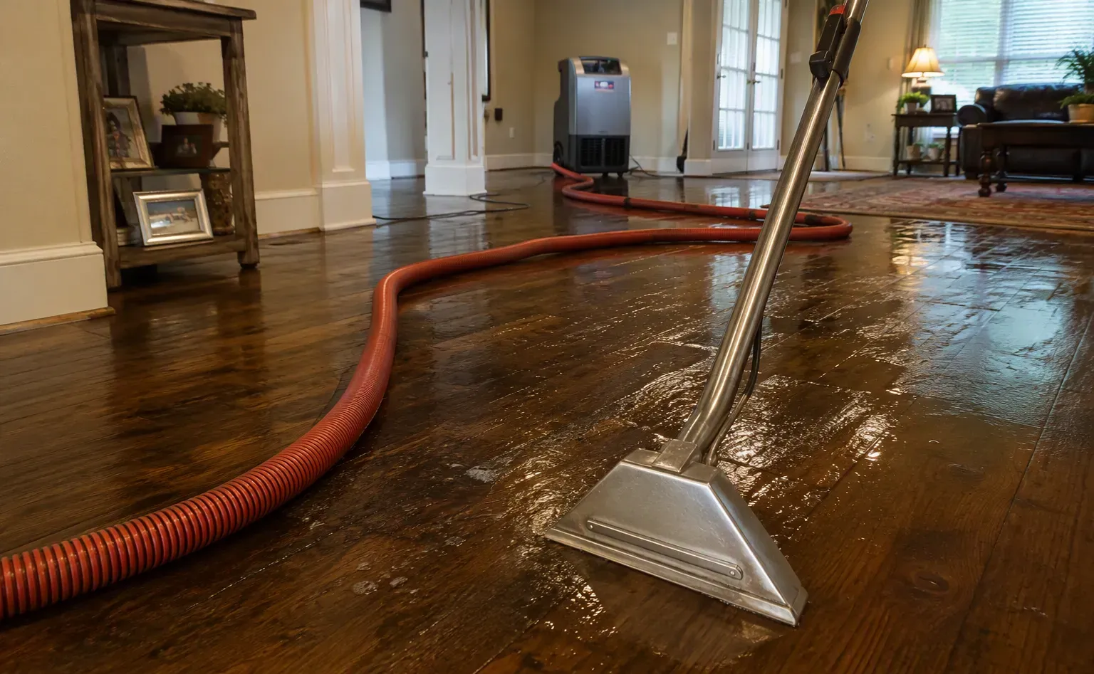 Water extraction and standing water removal in a Albany home